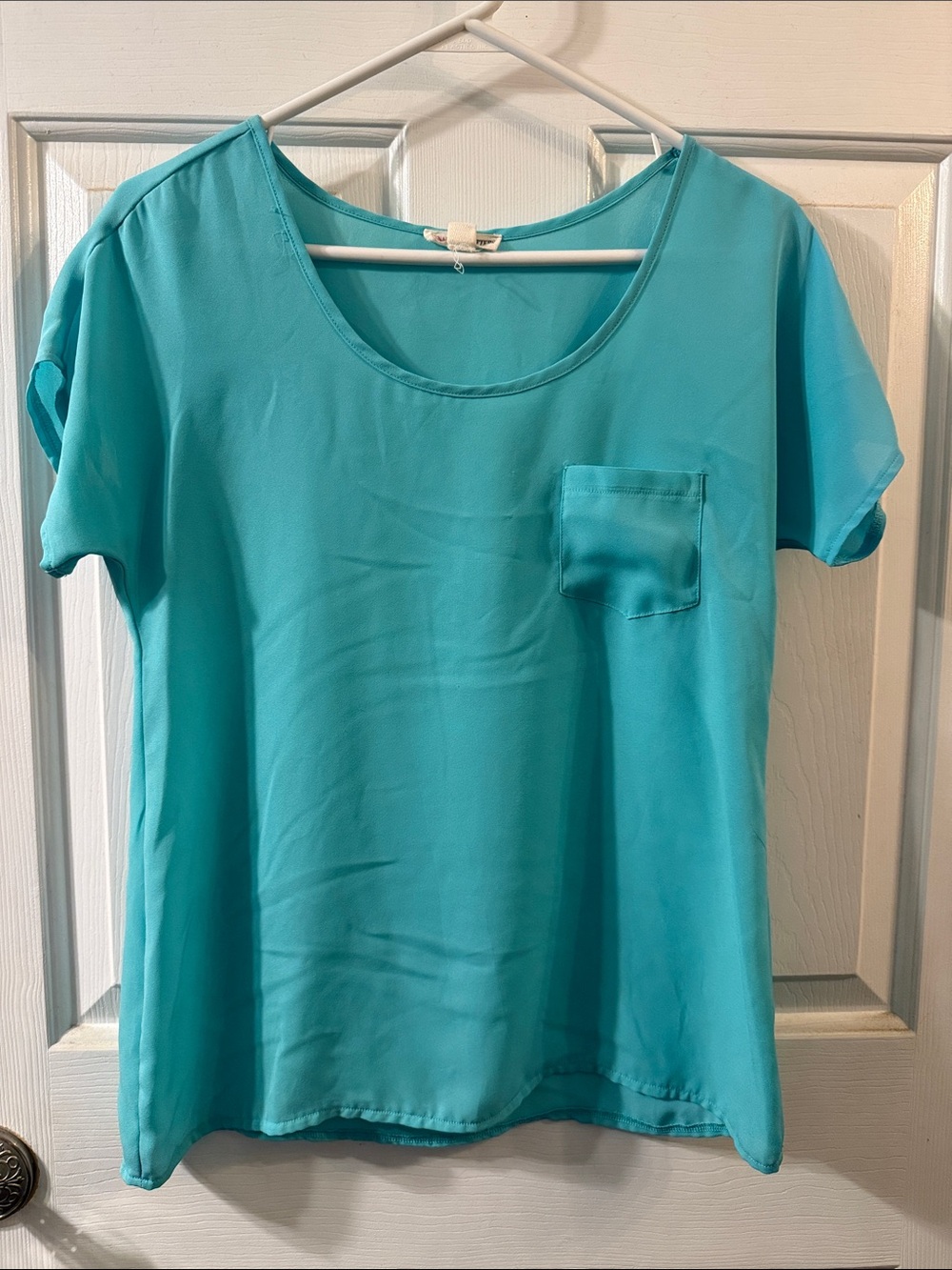 Mint Green Short Sleeve Pocket Blouse